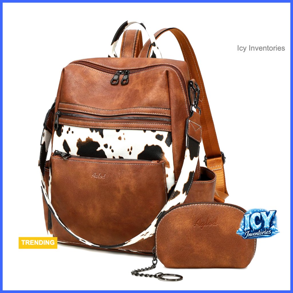 Faux Leather Backpack Purse With Adjustable Straps For Work Travel